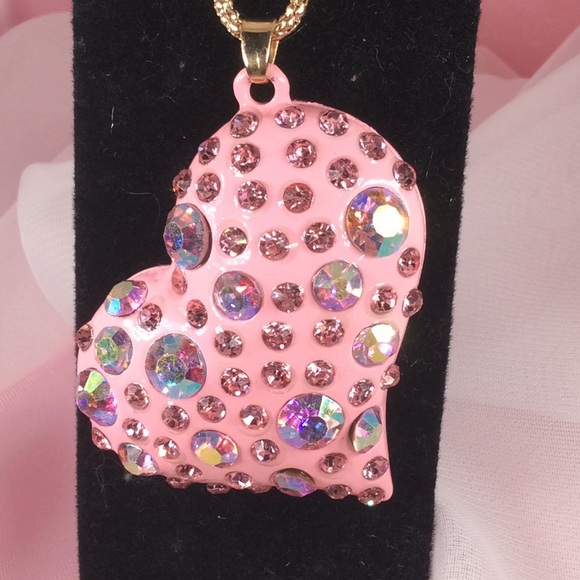 PINK METAL ADORNED WITH PINK RHINESTONES - Picture 2 of 3